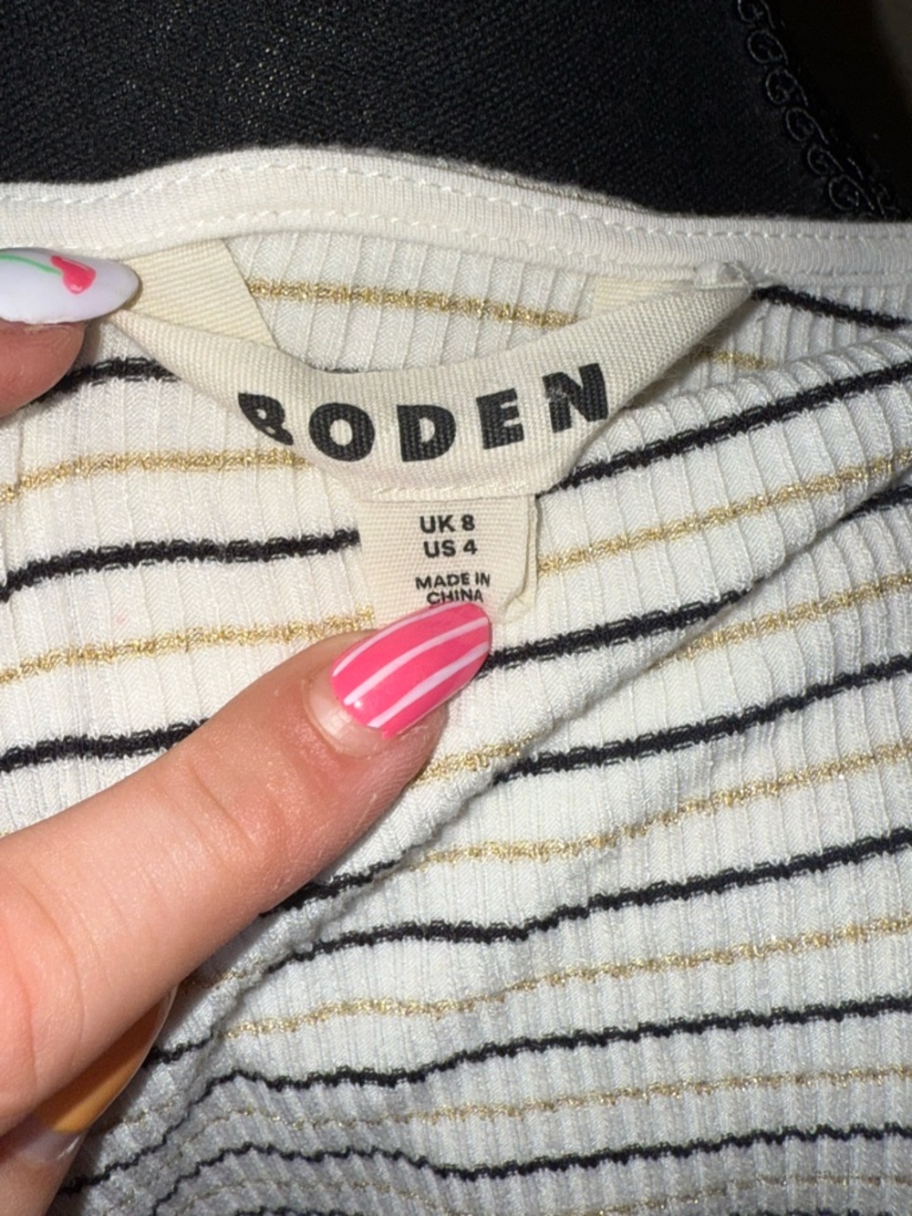 Boden Striped Ribbed Top Parisian Chic Quiet Luxury Coastal Classic-Sz 4 - Picture 8 of 9